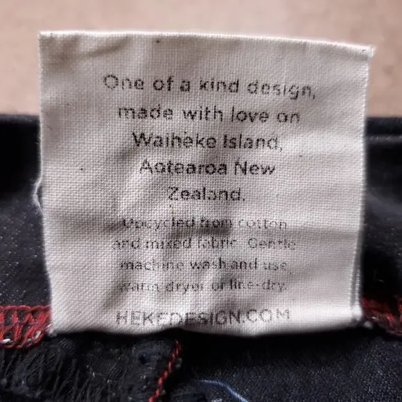 Heke Design Patchwork Jeans Wide Leg Upcycled Sustainable Women XS Black NZ Made - Picture 16 of 16